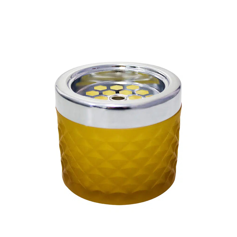 Windproof Ashtray yellow with chrome cap OUTLET