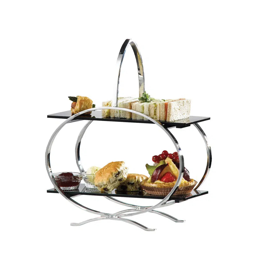 Stainless Steel Cake Stand and 2 Acrylic Inserts, 29x14x36cm