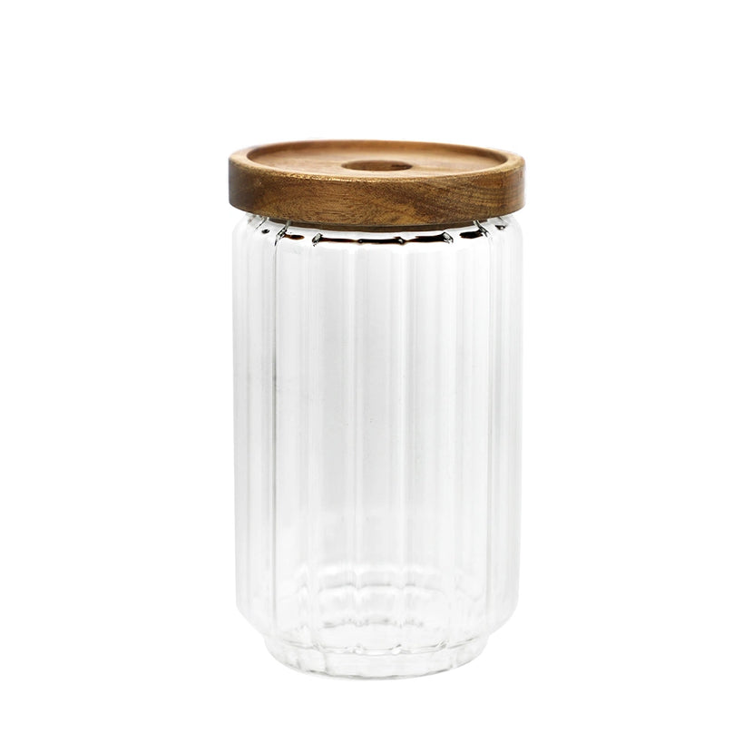 Condiment Glass Cup With Acacia wood lid 650ml