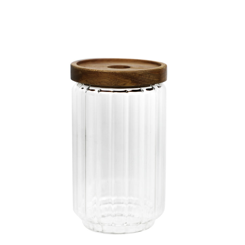 Condiment Glass Cup With Acacia wood lid 650ml