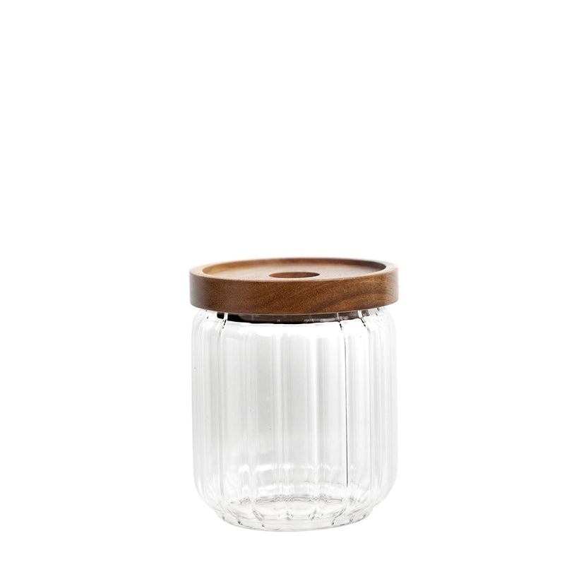 Condiment Glass Cup With Acacia Wood Lid 350ml