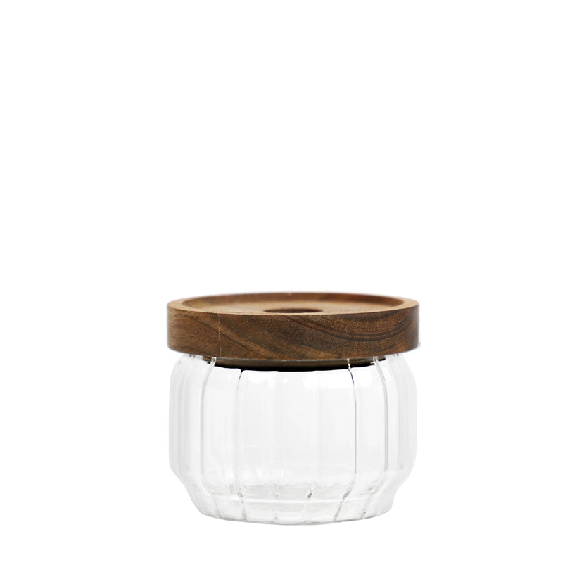 Condiment Glass Cup With Acacia Wood Lid 250ml