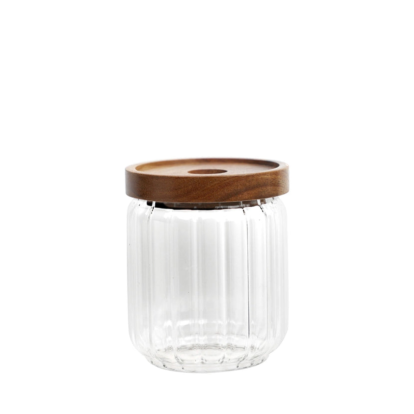 Condiment Glass Cup With Acacia Wood Lid 500ml