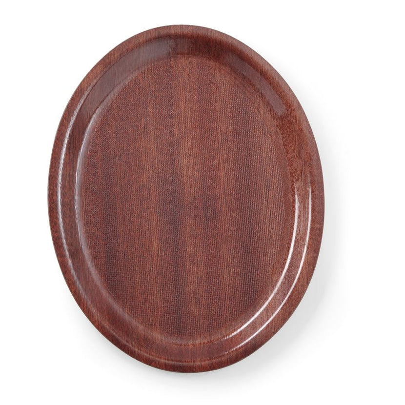 Tray Mahogany Oval200x265 mm anti-slip Woodform 1/box