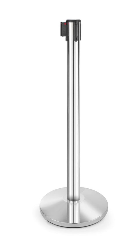 Barrier post with base plate with extendable strap 275 cm 1/box