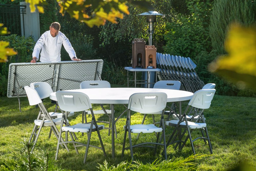 Catering chair folding light gray 1/box