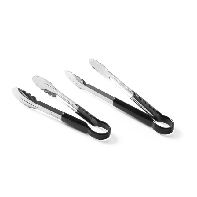 Serving tongs stainless steel 250 mmhandle black PVC 1/box