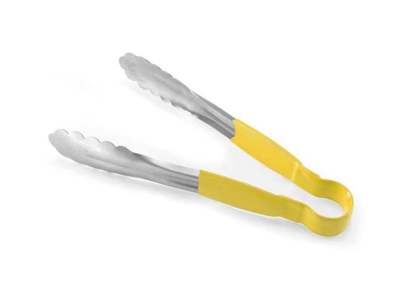 Serving tongs stainless steel 300 mm handle yellow PVC 1/box