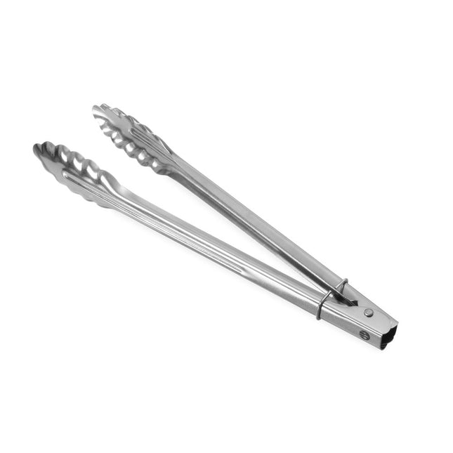 Stainless steel salad tongs 300 mm with closing clamp 1/box