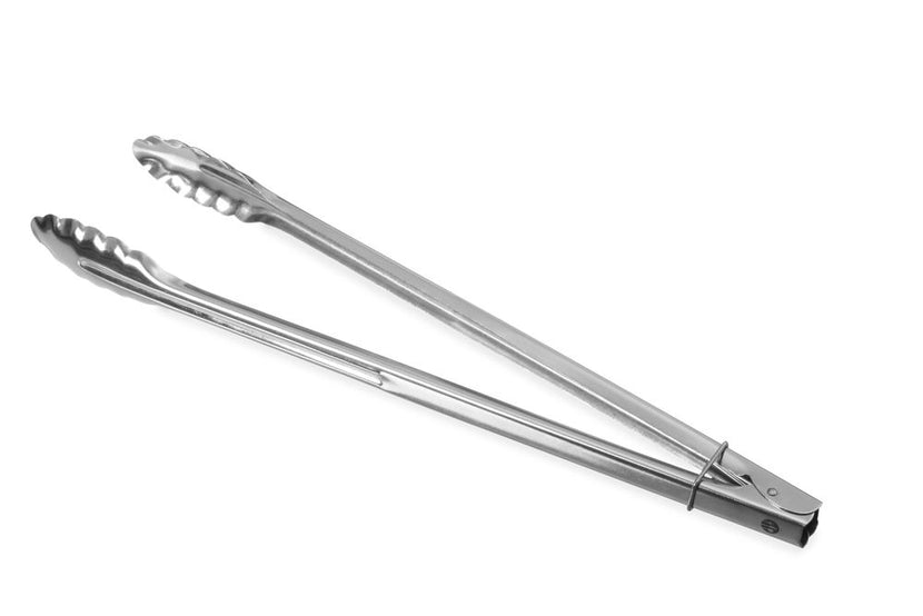 Stainless steel salad tongs 400 mm with closing clamp 1/box