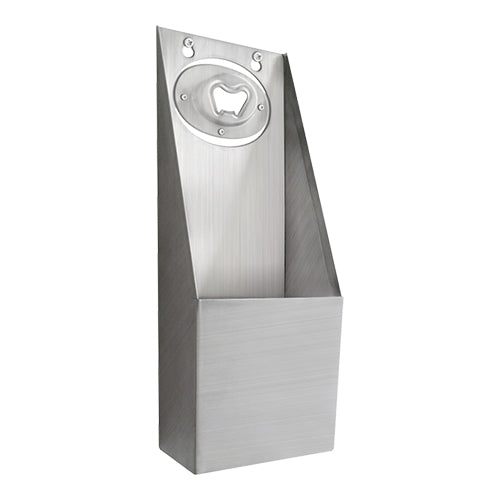 Bottle opener w/collection container stainless steel