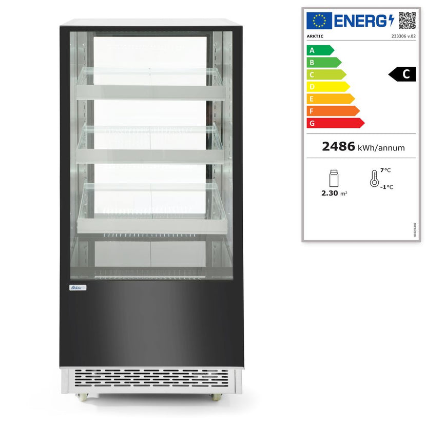 Refrigerated display case - 300 l with 3 sloping shelves 1/box