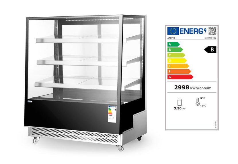 Refrigerated display case - 500 l with 3 sloping shelves 1/box