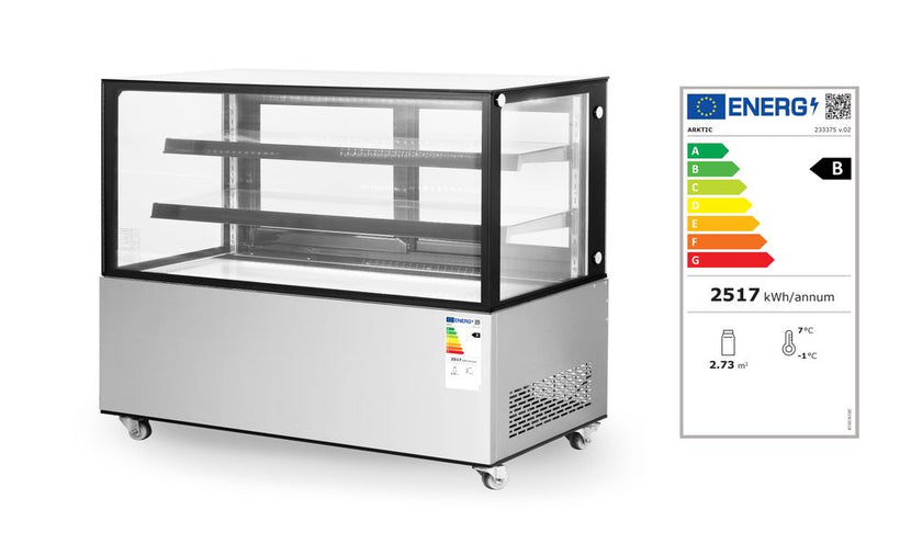 Refrigerated display case with 2 shelves 410 l 230V 490W 1/box