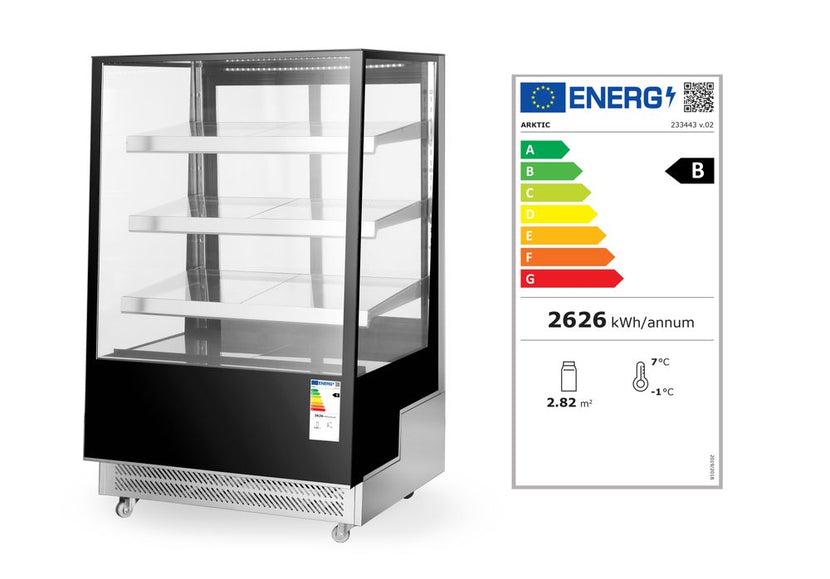 Refrigerated display case - 650 l with 3 sloping shelves 1/box