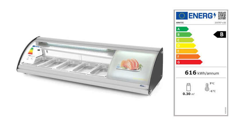 Sushi cooling display63 l 5x GN 1/3 1/box