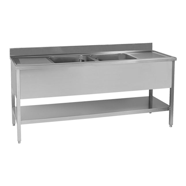 Spoeltafel 250 cm 2 Spoelbakken