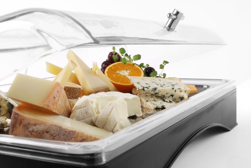 Cooling display GN 1/1 incl. stainless steel plateau, cooling battery, PC hood 1/box