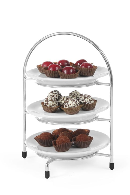 Serving stand for 3 plates, chrome-plated, max 17 cm, ring 10.5 cm