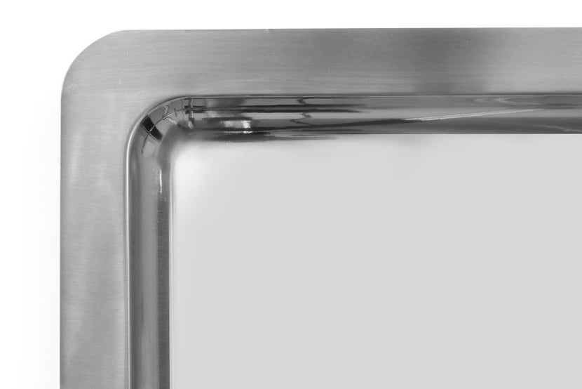 Serving tray stainless steel GN 1/113 mm mirrored edge matt 1/box