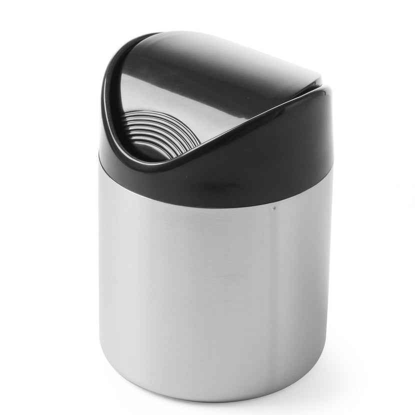 Table waste bin stainless steel 120x165 mm black ABS toggle lid 1/box