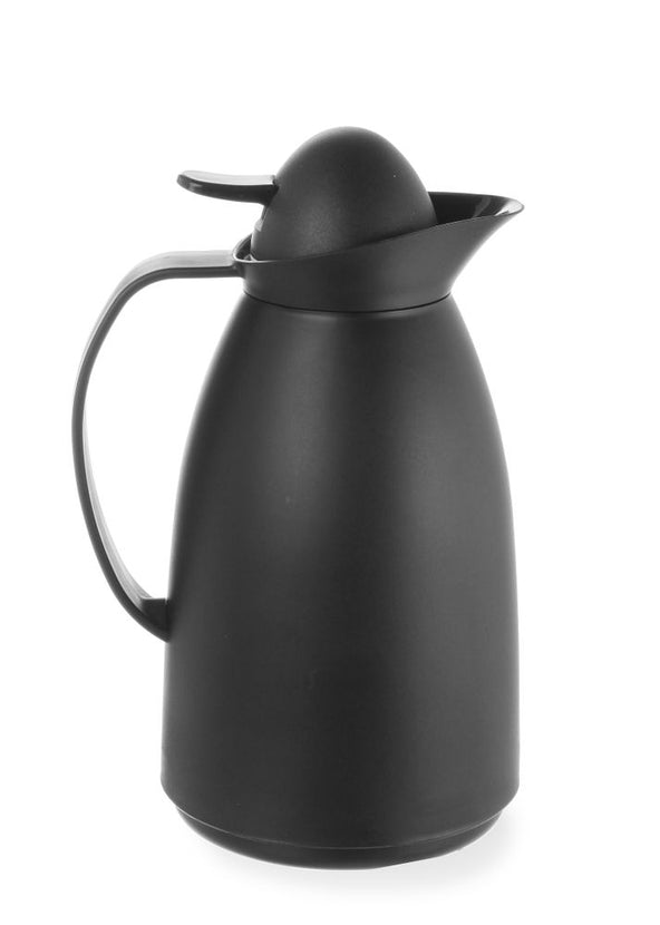 Black insulated jug 1.0 l with glass inner bottle 1/box