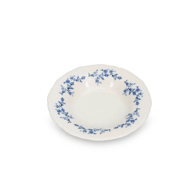 BonBistro Retro diep bord 23,5cm met blue flower bloemmotief - vintage porselein voor de horeca