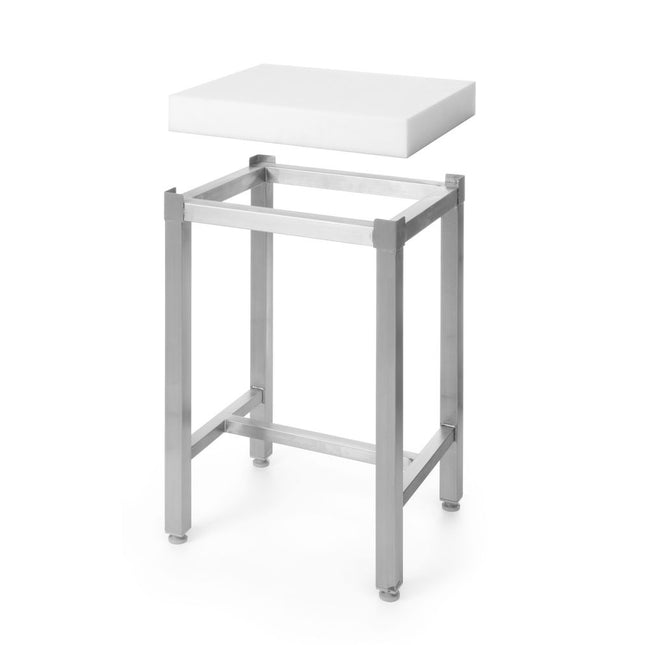 Hakblok 400x500x80 mmpolyethyleen op rvs onderstel 1/box