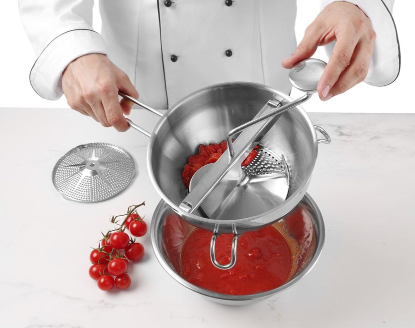 Groentezeef rvs 200 mmincl. 2 messen grof en fijn 1/box