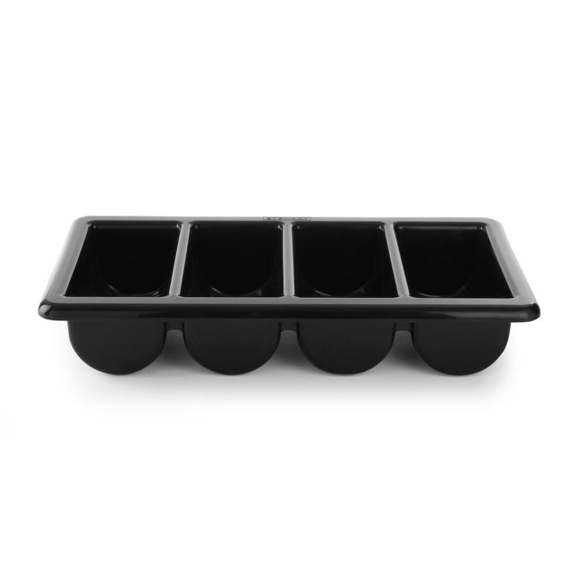 Cutlery tray 4 compartments blackGN 1/1 100 mm PP 1/box