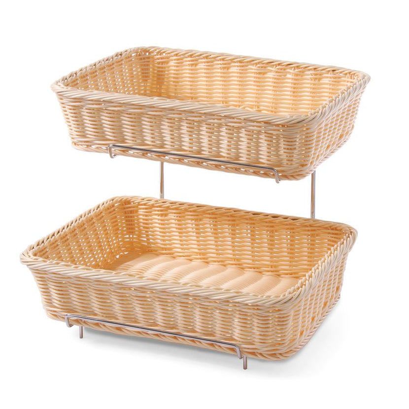 Bread basket right GN 1/2 incl. rack reinforced PP rattan 2/box