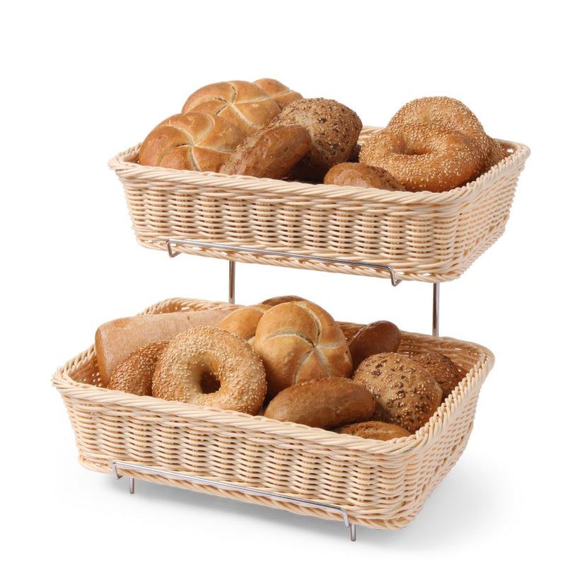 Bread basket right GN 1/2 incl. rack reinforced PP rattan 2/box