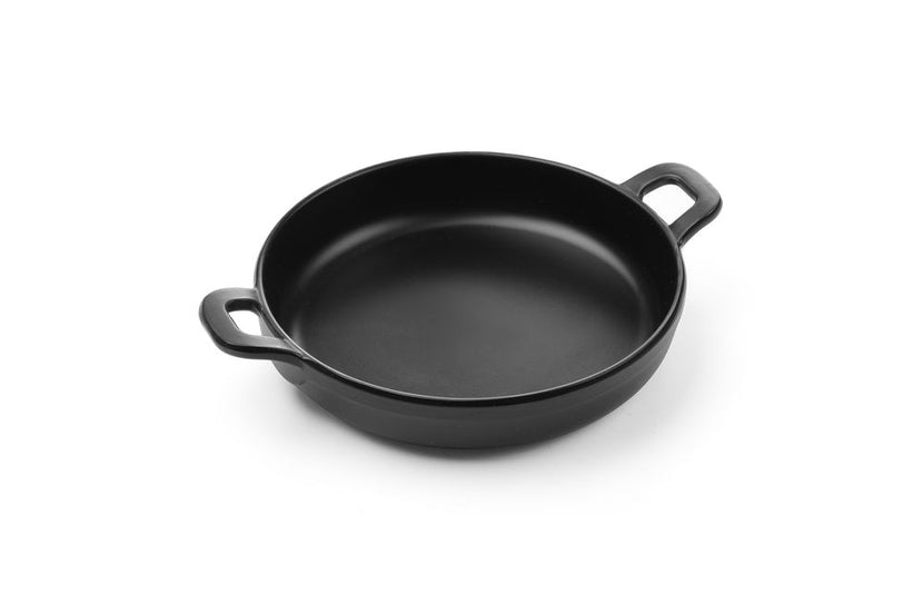 Round pan Little Chef189x147x37 mm black melamine 1/box