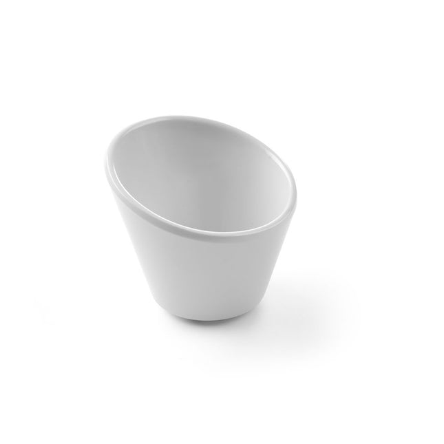Slanted bowl Velocity70x70x60 mm white melamine 1/box