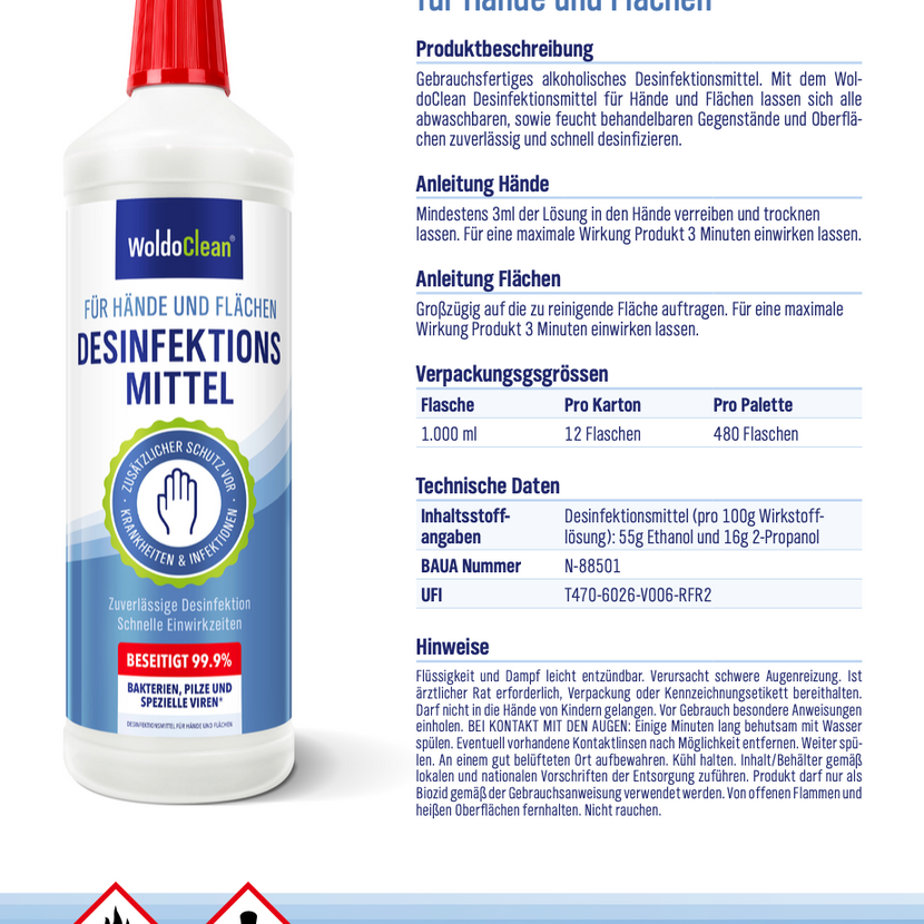 Hand and hand disinfectant 1 liter OUTLET