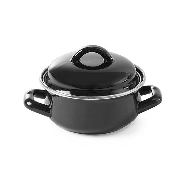 Soup saucepan black 135x60 mm enamel 0.6 l 1/box
