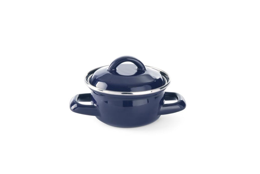 Soup saucepan blue 100x60 mm enamel 0.4 l 1/box