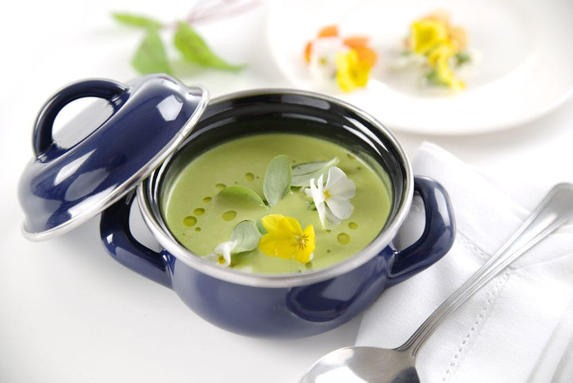 Soep- sauspan blauw 100x60 mmemaille 0,4 l 1/box