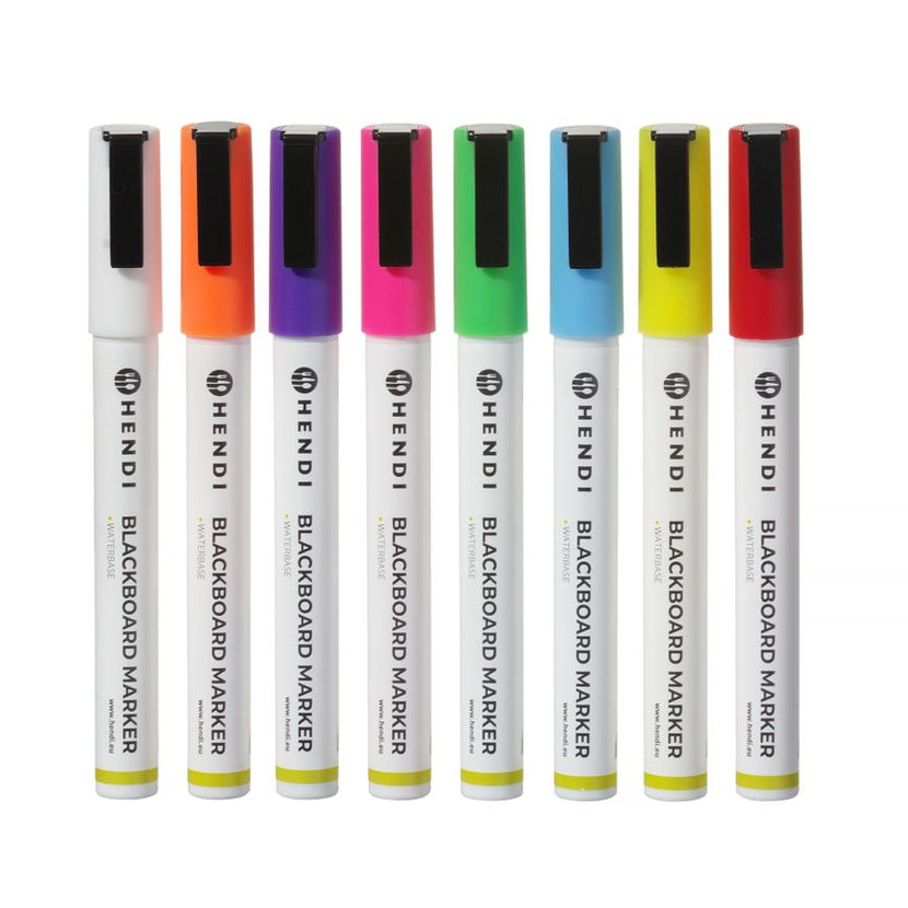 Chalk marker 8 different colours3mm round 1/box