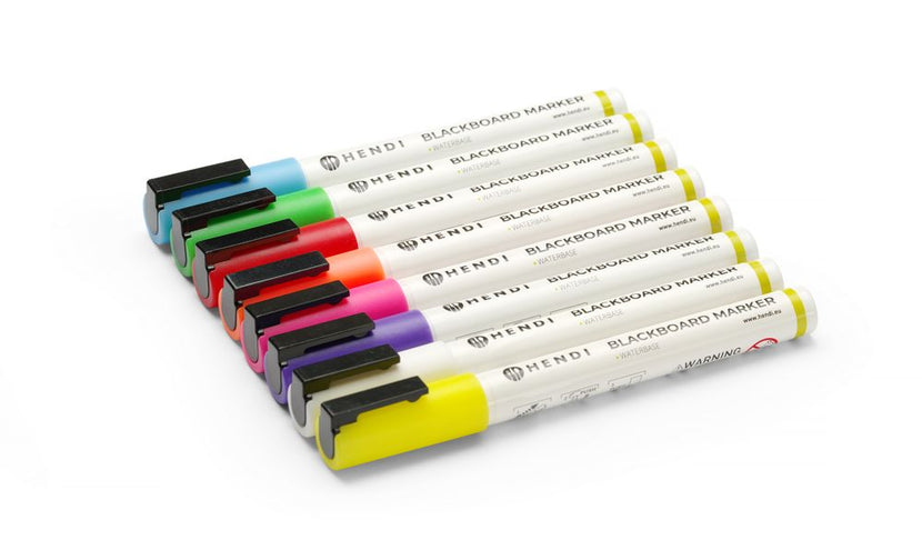 Chalk marker 8 different colours3mm round 1/box