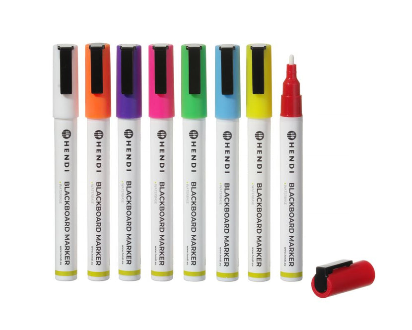 Chalk marker 8 different colours3mm round 1/box