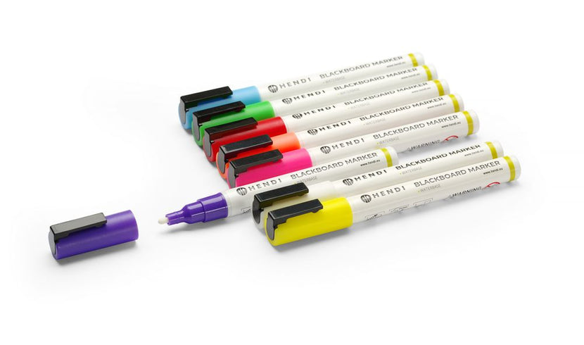 Chalk marker 8 different colours3mm round 1/box