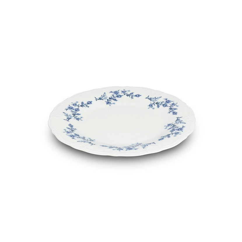 Bonbistro Plat bord 32 cm blue flower Retro – zijaanzicht porselein