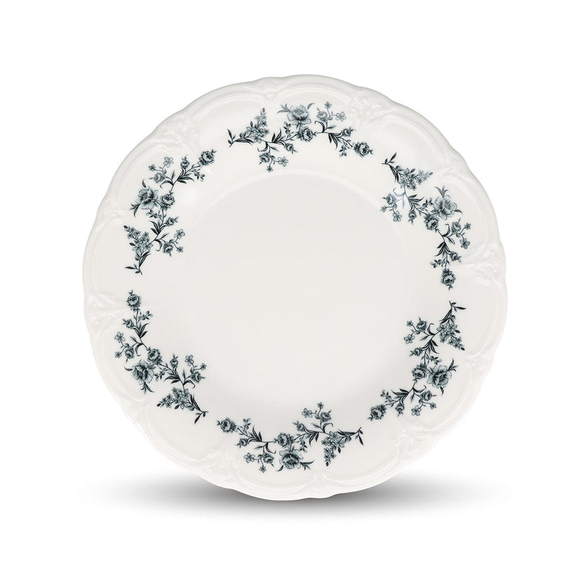 Bonbistro Plat bord 32 cm black flower Retro – porselein horecaservies