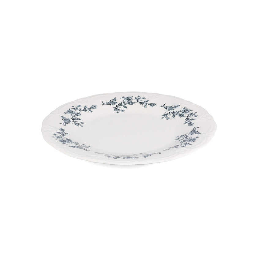 Bonbistro Plat bord 32 cm black flower Retro – zijaanzicht porselein