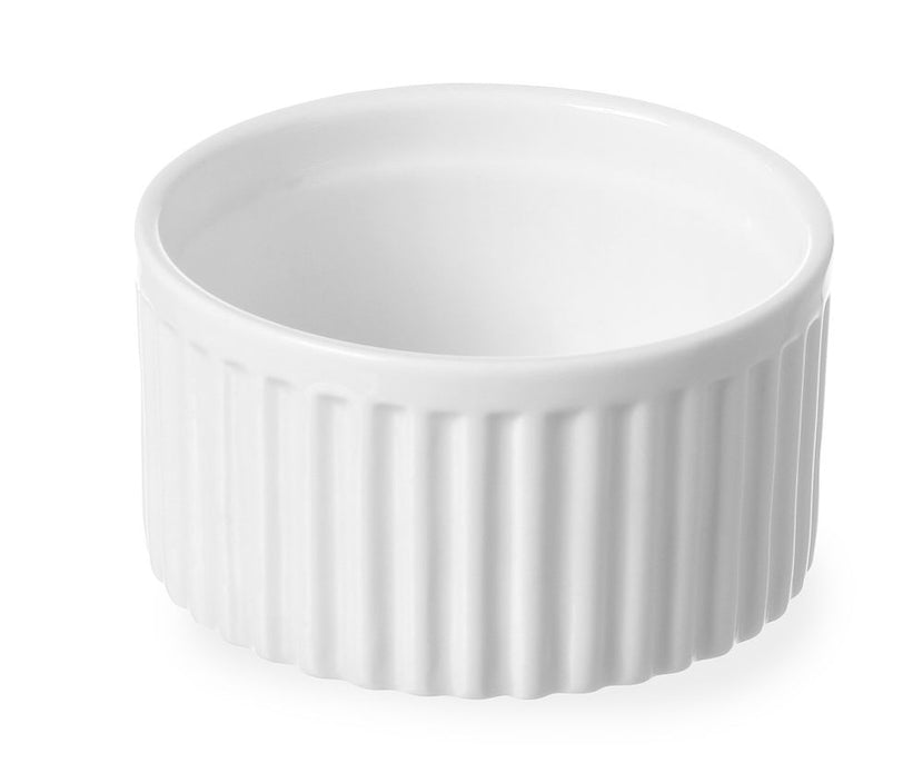 Ramekin ribbed 90x90x48 mm white porcelain 1/box