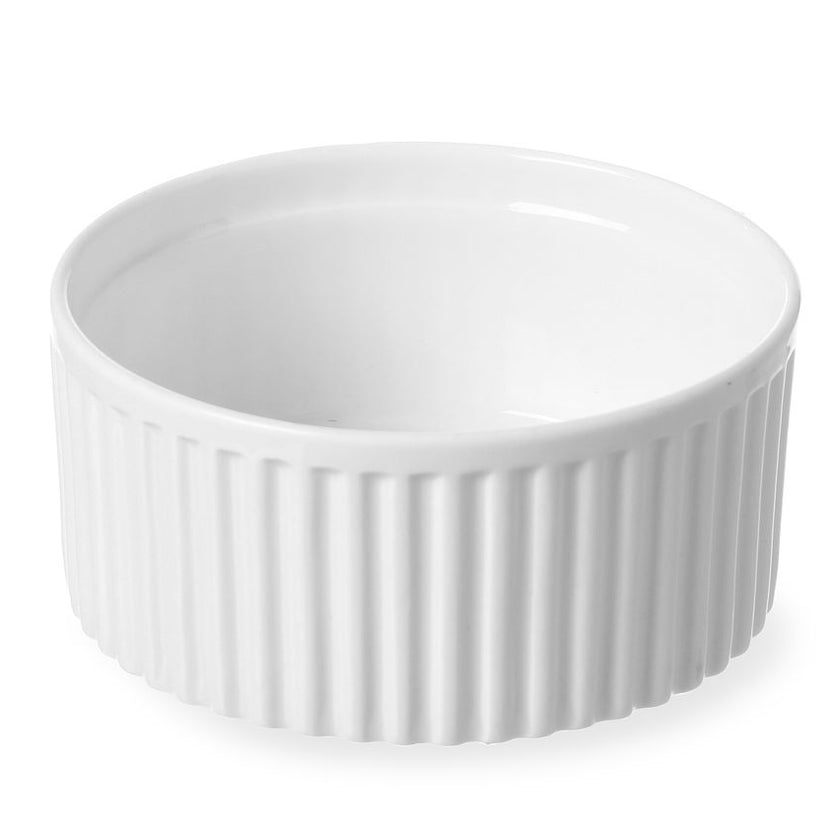 Ramekin ribbed 120x120x55 mm white porcelain 1/box