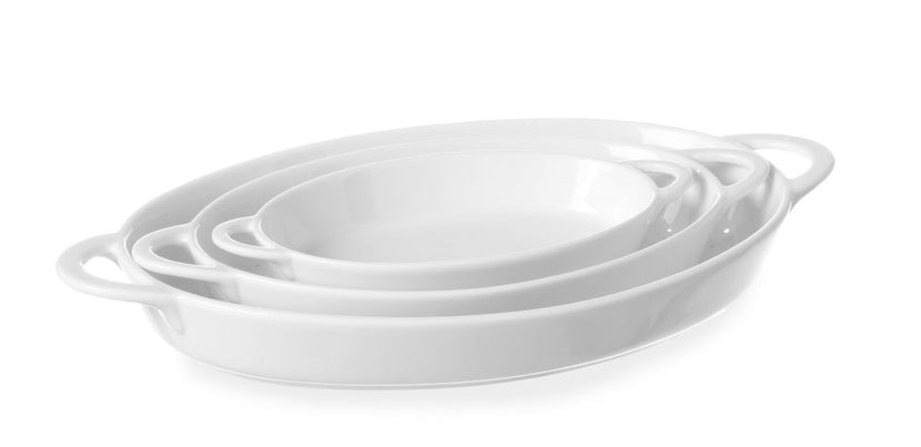 Tapas bowl oval with handles165x105x30mm white porcelain 6/box