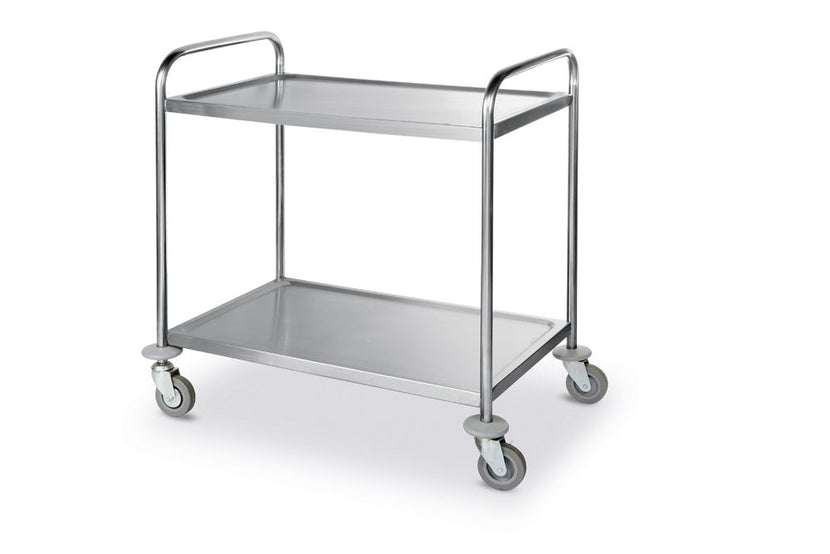 Serving trolley 2 trays chrome steel 910x590x950 mm 1/box