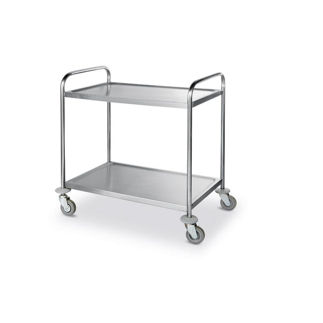 Serving trolley 2 trays chrome steel 910x590x950 mm 1/box